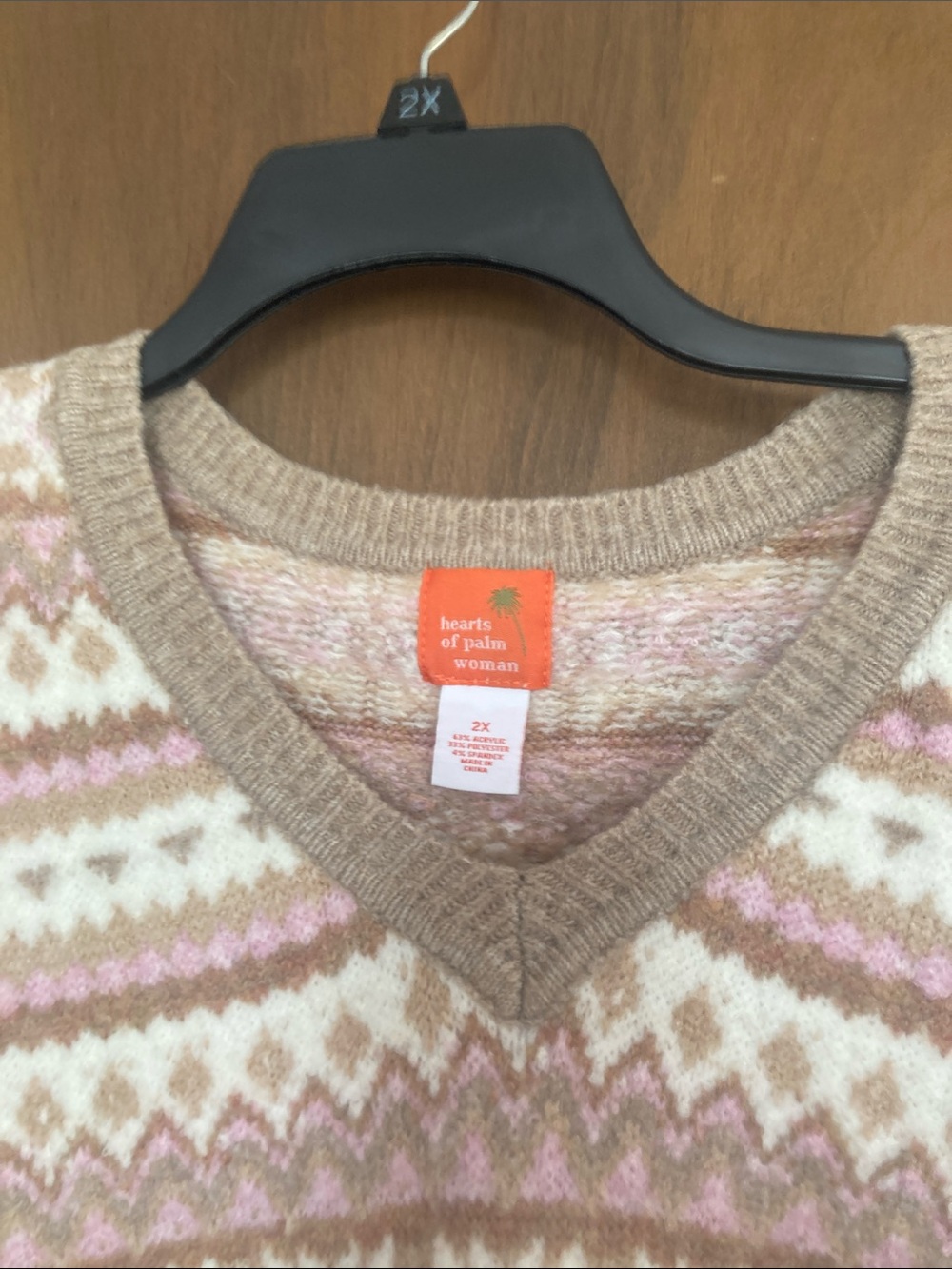 Hearts of Palm sweater long sleeve abstract print pattern with stretch size 2X - Picture 4 of 16